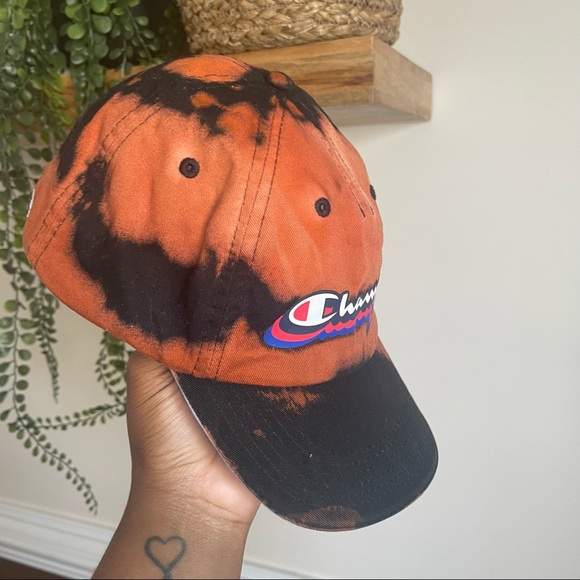 Champion Spellout Custom One Of A Kind Bleach Splatter Dad Hat OS - Picture 3 of 6
